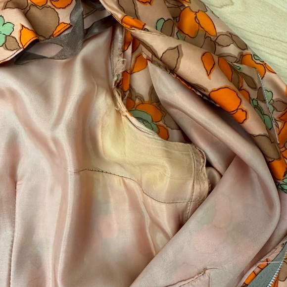 Vintage orange floral Mad Men dress size 10 - Picture 6 of 8